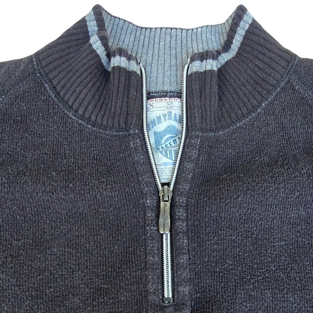 TOMMY BAHAMA SF Giants L mens cotton 1/4 zip pullover sweater RIANCHECK black - Picture 3 of 9